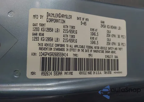 2006 Dodge Caravan Sxt z USA, uszkodzony, nr VIN 1D4GP45R26B559414